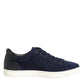 Blue Leather Suede Low Top Sneakers Shoes