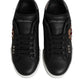 Black Leather Heart Embellished Sneakers Shoes