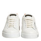 White Brown Leather Low Top Sneakers  Shoes