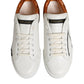 White Brown Leather Low Top Sneakers  Shoes
