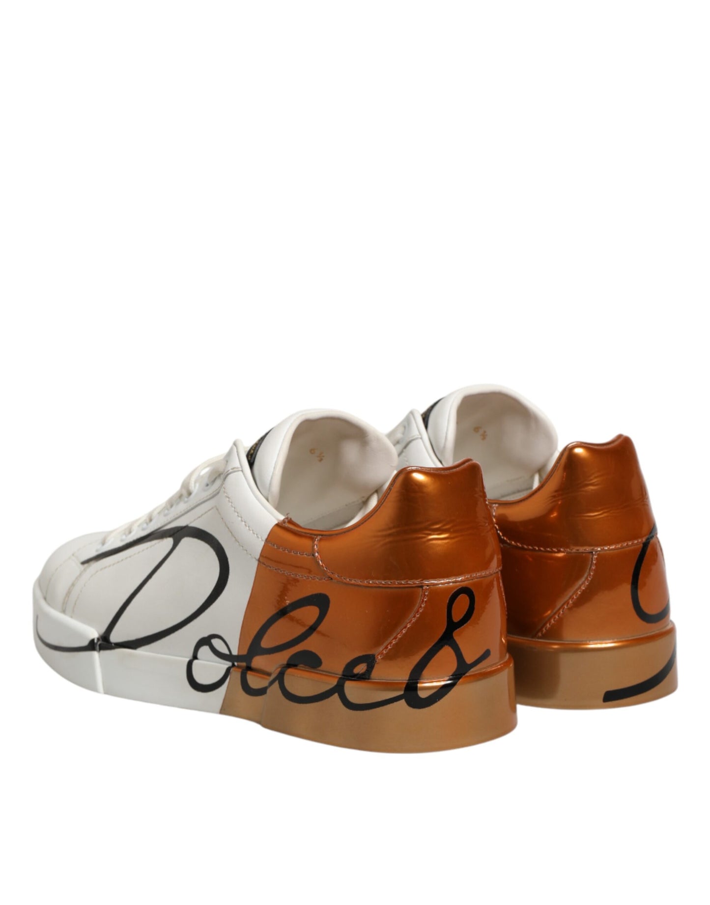 White Brown Leather Low Top Sneakers  Shoes