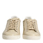 Beige London Low Top Leather Sneakers Shoes