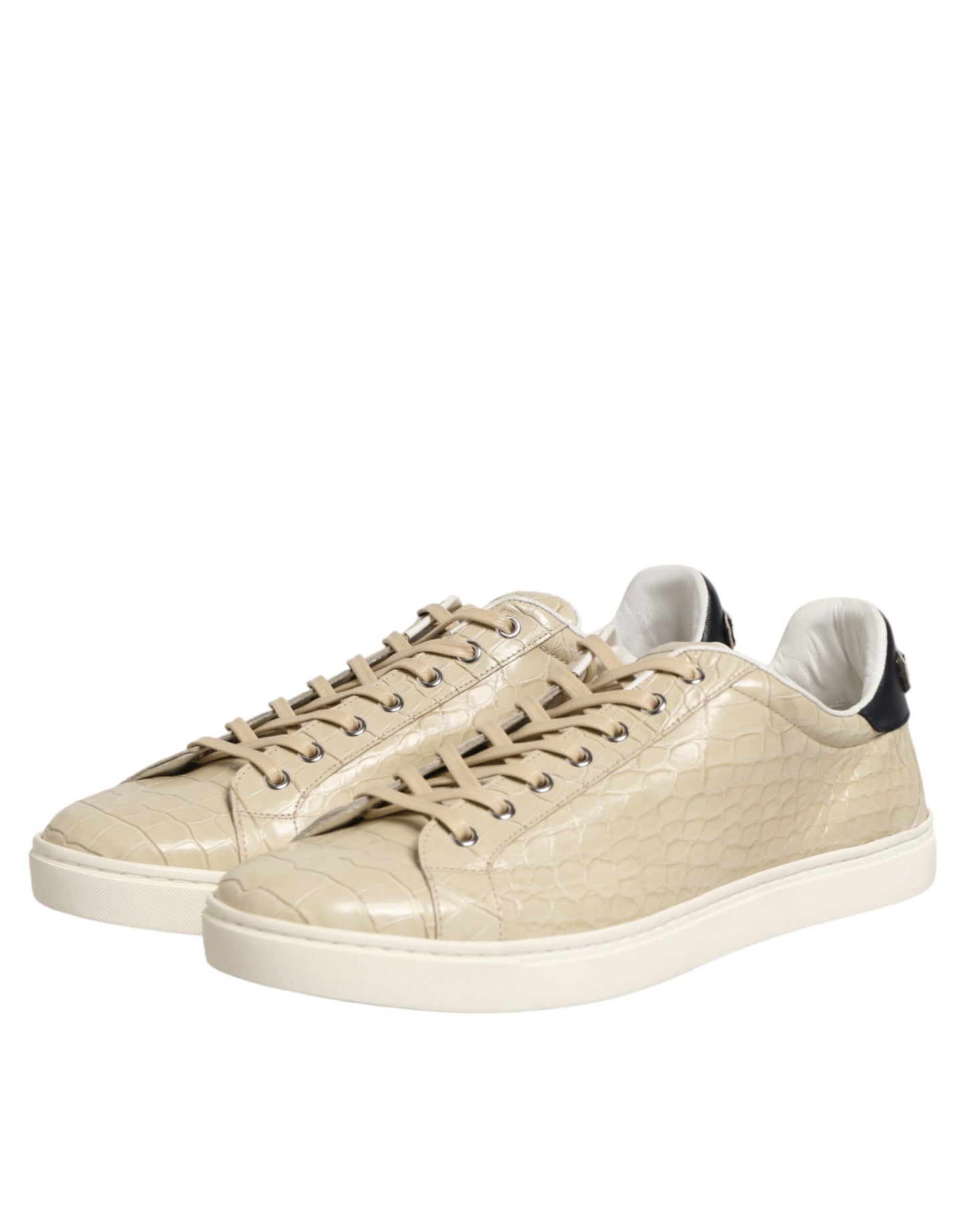 Beige London Low Top Leather Sneakers Shoes
