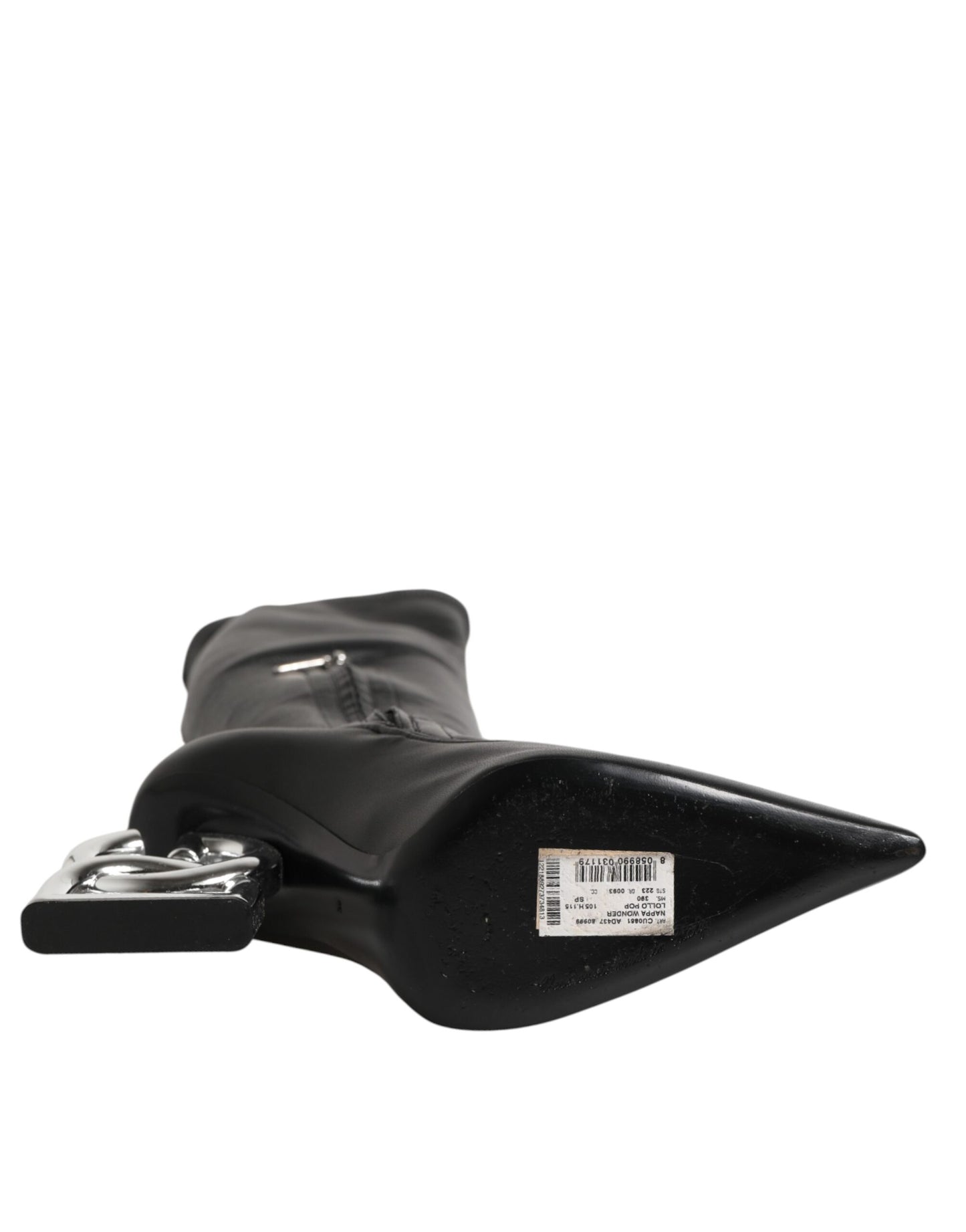 Black Leather DG Logo Knee High Boots Shoes