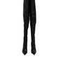 Black Leather Stiletto Knee High Boots Shoes