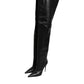 Black Leather Stiletto Knee High Boots Shoes