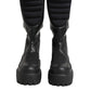 Black Leather Mid Calf Biker Boots Shoes