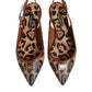 Brown Leopard Slingback Flats Sandals Shoes