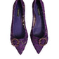 Purple Taormina Lace Crystals Flats Shoes