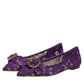 Purple Taormina Lace Crystals Flats Shoes