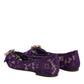 Purple Taormina Lace Crystals Flats Shoes
