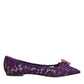 Purple Taormina Lace Crystals Flats Shoes