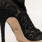 Black Stretch Socks Taormina Lace Boot Shoes