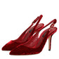 Red Suede High Heels Slingbacks Sandals Shoes