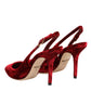 Red Suede High Heels Slingbacks Sandals Shoes