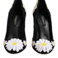 Black Wool Suede Daisy Heels Pump Shoes