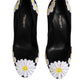 Black Wool Suede Daisy Heels Pump Shoes