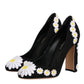 Black Wool Suede Daisy Heels Pump Shoes