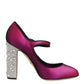 Pink Strass Mary Janes Heels Pumps Shoes