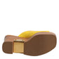 Yellow Leather Wood Mule Wedge Slides Shoes