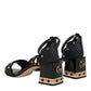 Black Studded Ankle Strap Sandals Shoes