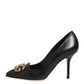 Black Leather DG Amore Heels Pumps Shoes