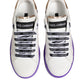 White Purple Leather Low Top Sneaker Shoes