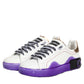 White Purple Leather Low Top Sneaker Shoes