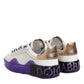 White Purple Leather Low Top Sneaker Shoes