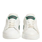 White Green Leather Low Top Sneakers Shoes