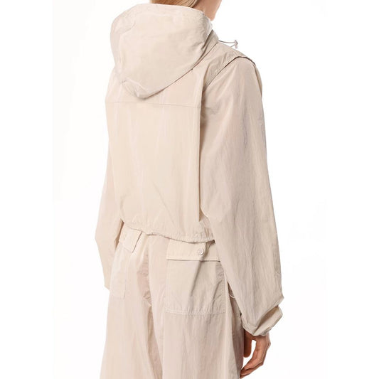 Beige Nylon Jackets & Coat