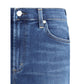 Blue Cotton Flared Jeans