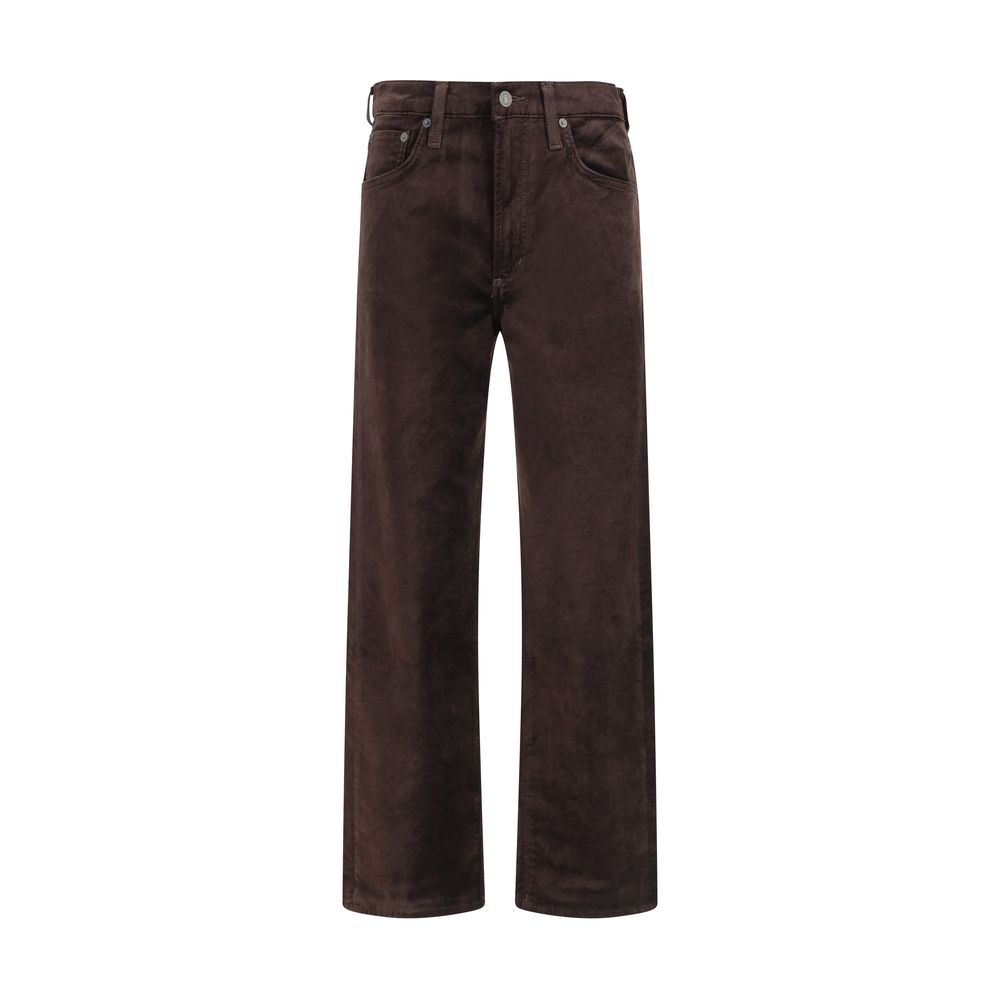 Brown Cotton Straight-Leg Jeans