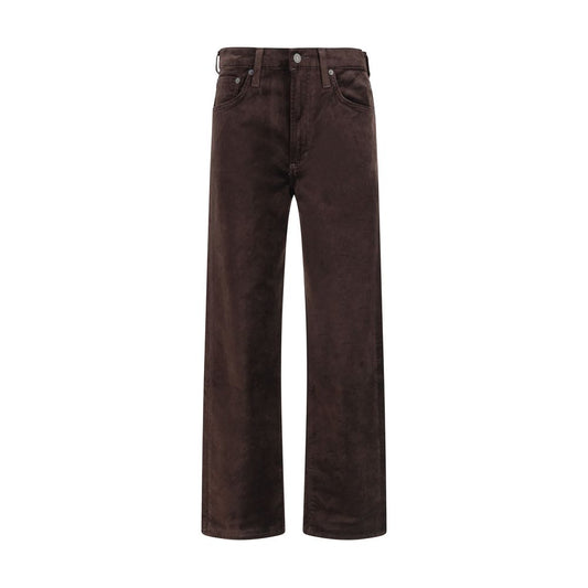 Brown Cotton Straight-Leg Jeans