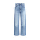 Blue Cotton Straight-Leg Jeans