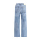 Blue Cotton Straight-Leg Jeans