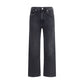 Blue Cotton Straight-Leg Jeans
