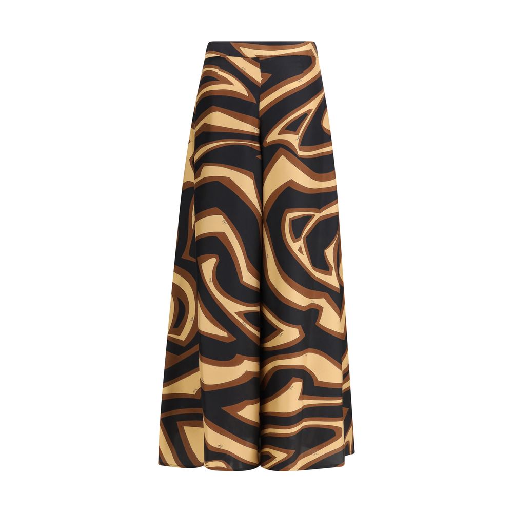 Multicolor Silk Casual Pants