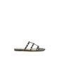 Black Calf Leather Bos Taurus Flat Sandals