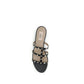 Black Calf Leather Bos Taurus Flat Sandals