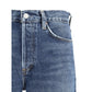 Blue Cotton Straight-Leg Jeans