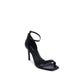 Black Leather Stiletto Heel Sandals