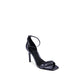 Black Leather Stiletto Heel Sandals