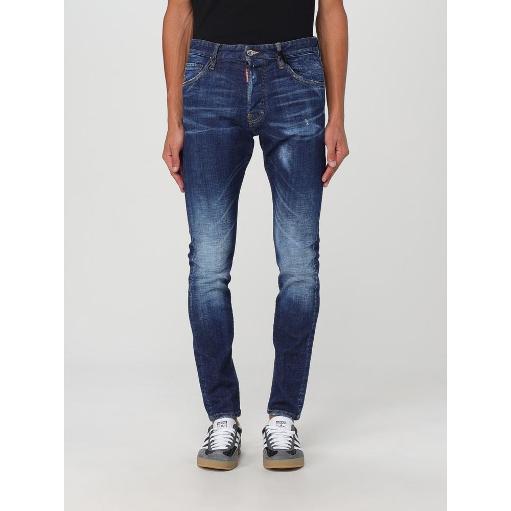 Blue Cotton Skinny Jeans