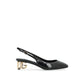 Black Calfskin Mid Heel Pumps