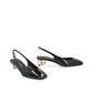 Black Calfskin Mid Heel Pumps