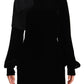 Sheath A-line Black Viscose Long Sleeves Round Neck Mini Dress