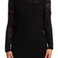 Bodycon Sheath Black Viscose Long Sleeves Mini Dress