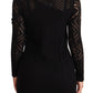 Bodycon Sheath Black Viscose Long Sleeves Mini Dress