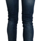 Cotton Blue Washed Low Waist Skinny Cropped Jeans